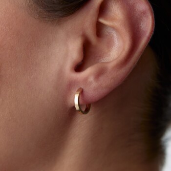 Small İç içe Geçmeli Köşeli Halka Küpe - Dilmener (1)