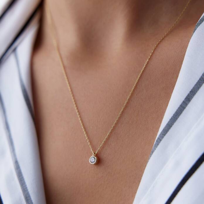 Small Sıvama Tektaş Kolye - 2