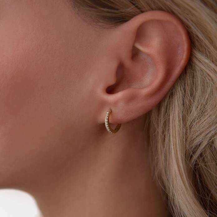 Small Taşlı Halka Küpe - 2