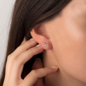 Small Taşlı Sonsuzluk Küpe - CNR