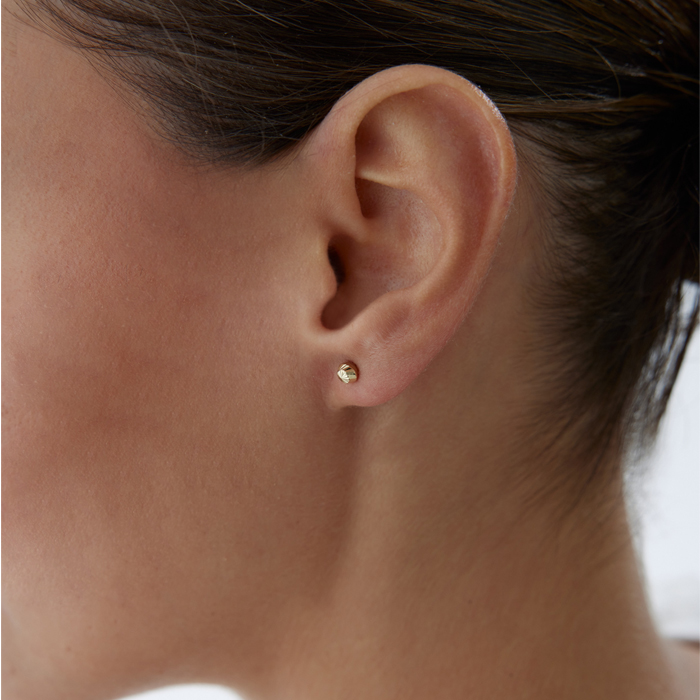 Small Yan Çizgili Top Küpe - 2