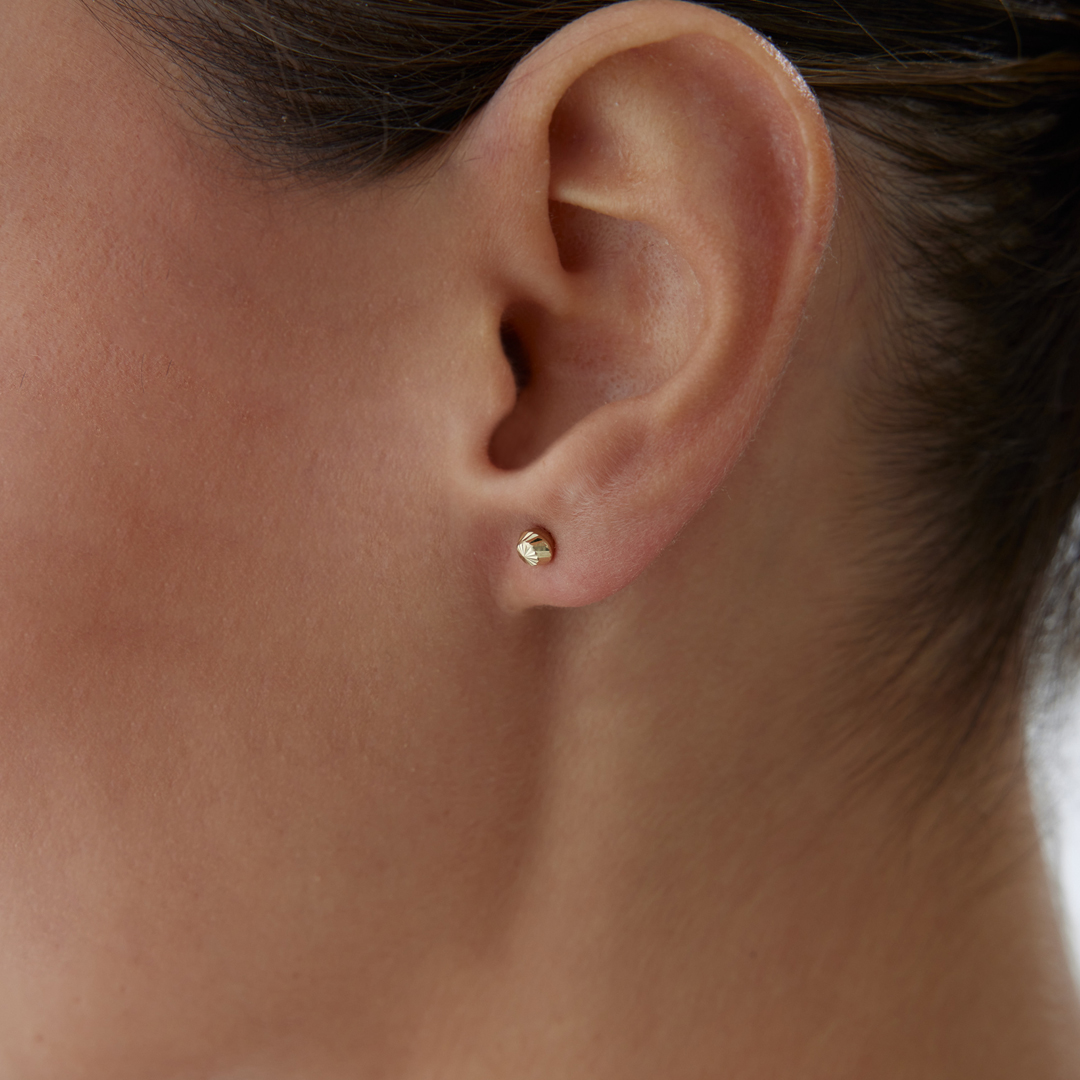 Small Yan Çizgili Top Küpe - 2