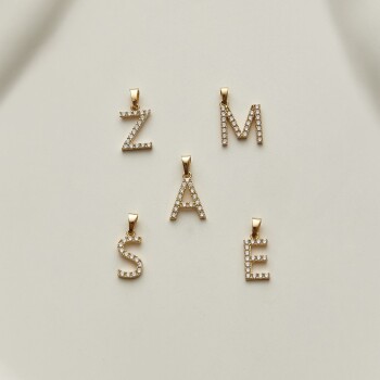 Solo Taşlı Harf Kolye Ucu - İkbal