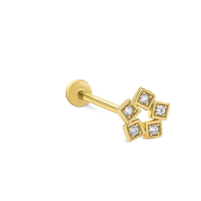 Square Flower Tragus Piercing - 1