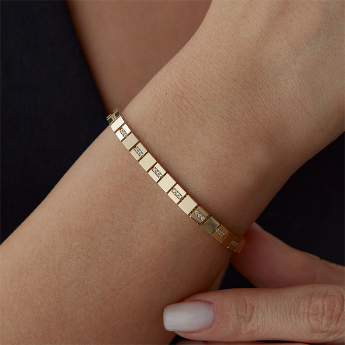 Square Taşlı Plaka Bileklik - Mazi