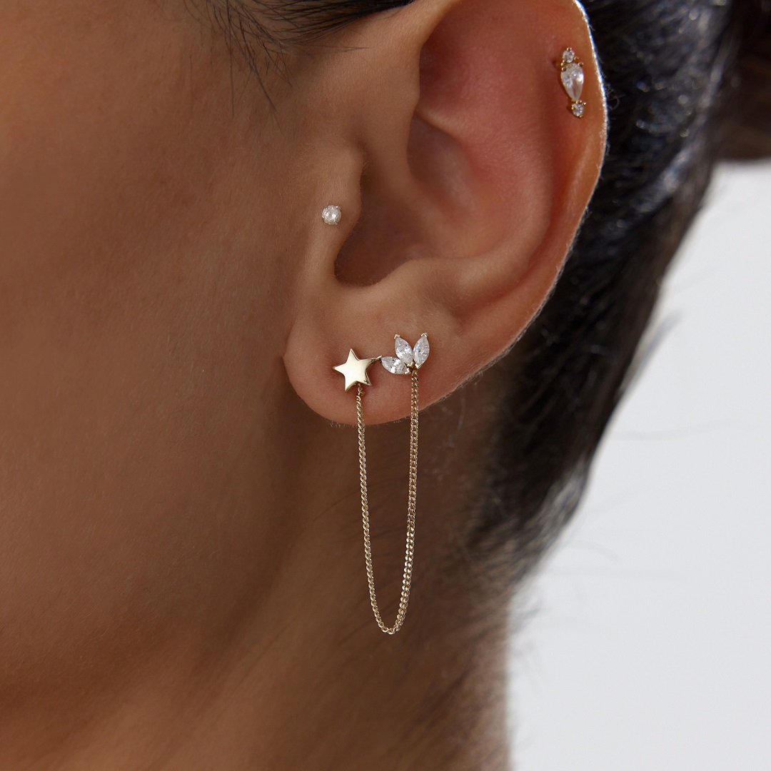 Star & Lotus Küpe - 1