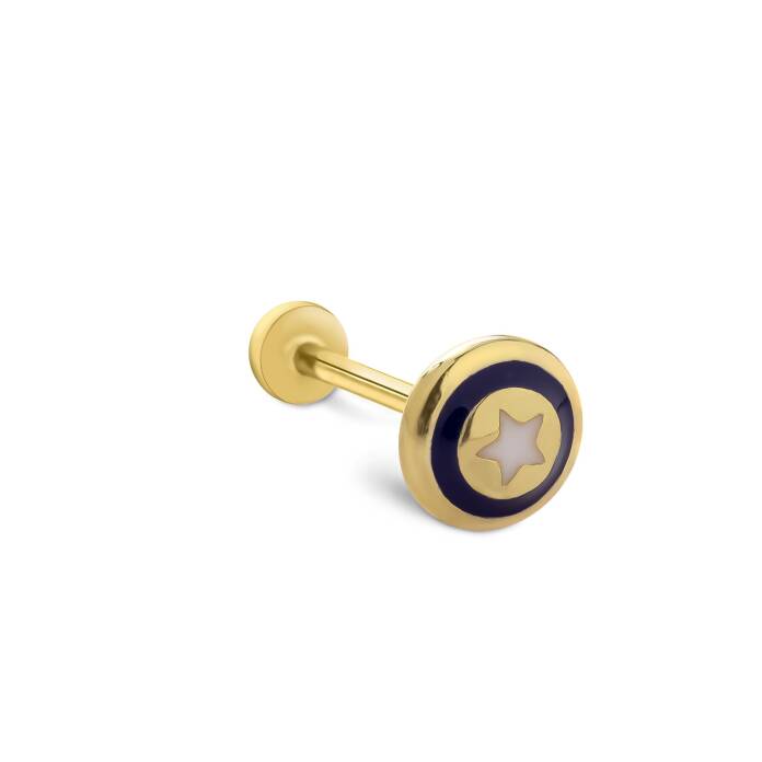 Star Lacivert Mineli Tragus Piercing - 1