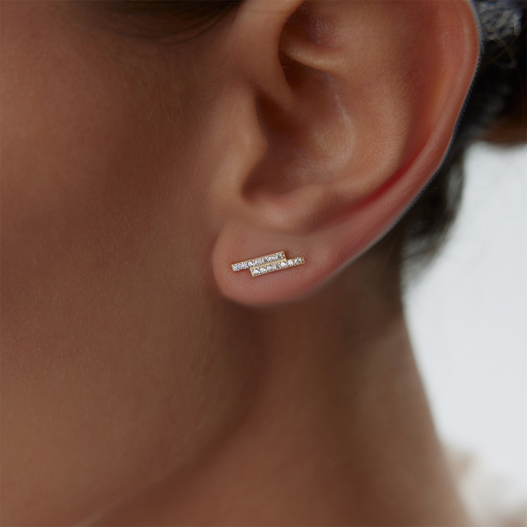 Stone Twin Stick Küpe - 1