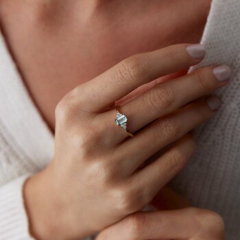 Su Yeşili Bagetli Yüzük - 1