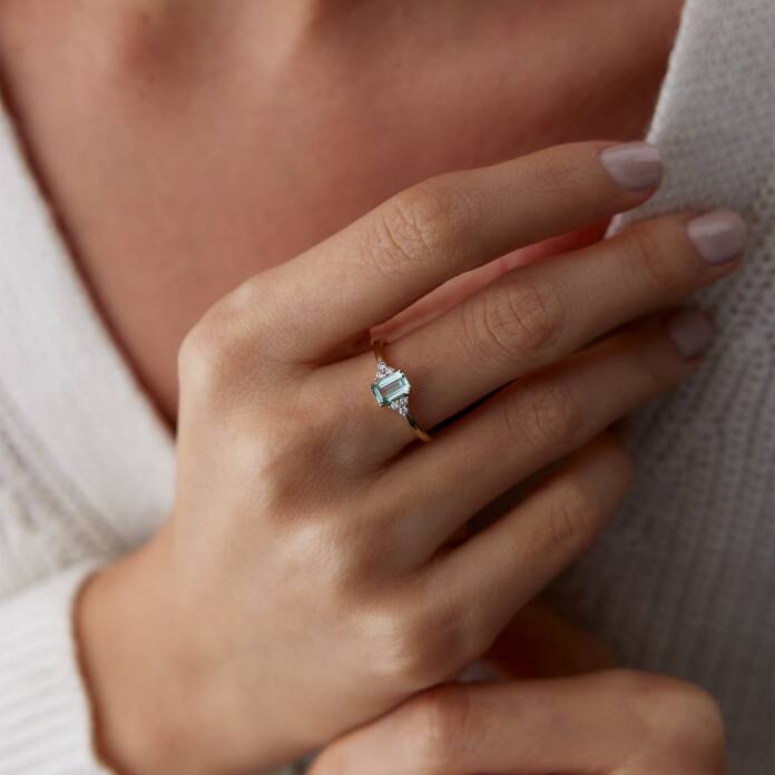 Su Yeşili Bagetli Yüzük - 1