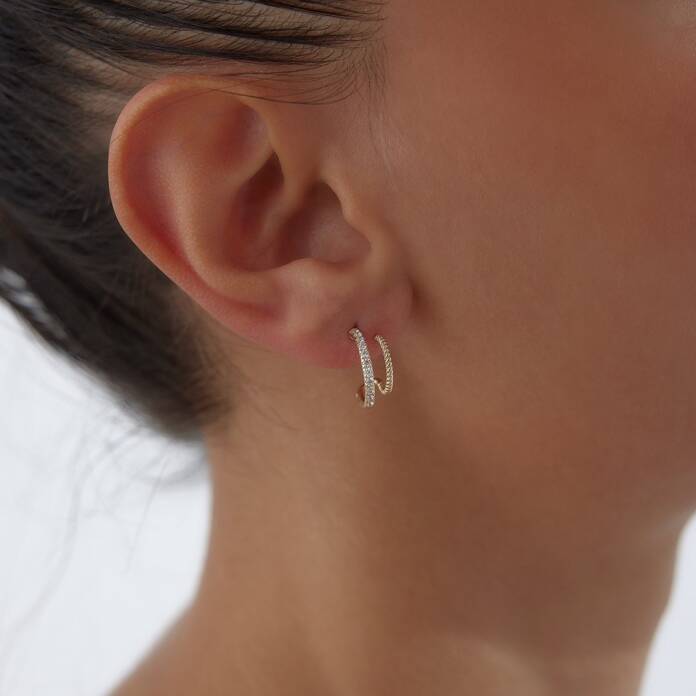 Su Yolu Sarmal İkili Küpe - 1