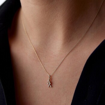 Süzme Taşlı Leaf Kolye - 3