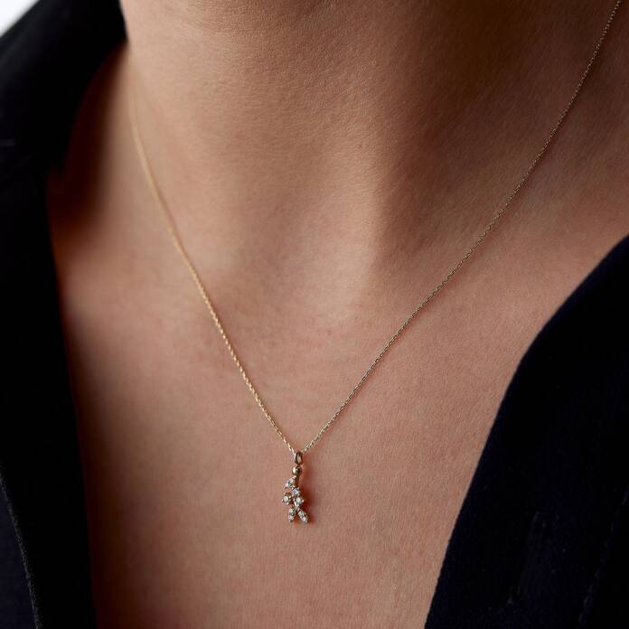 Süzme Taşlı Leaf Kolye - 3