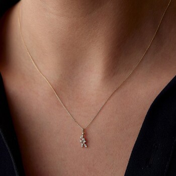 Süzme Taşlı Leaf Kolye - Alen