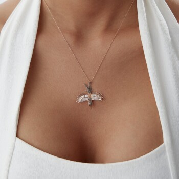 Taş Detaylı Kuş Kolye - Alen