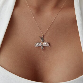 Taş Detaylı Kuş Kolye - Alen (1)