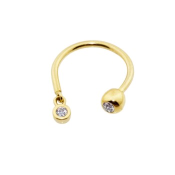 Taş Sallantılı Minimal Yarım Halka Piercing - Dianora