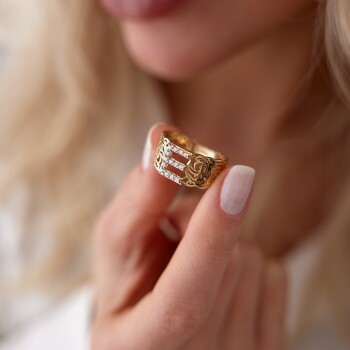 Tasarım Vintage Harf Yüzük - Vedat