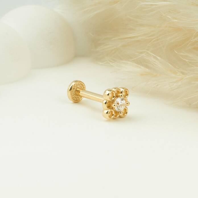 Taşlı 4 Daireli Minimal Tragus Piercing - 3