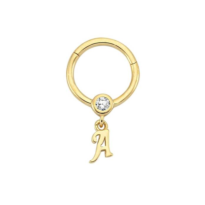 Taşlı A Harfi Sallantılı Helix Piercing - 1
