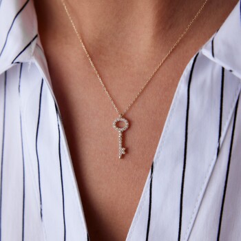 Taşlı Anahtar Kolye - Rayna (1)