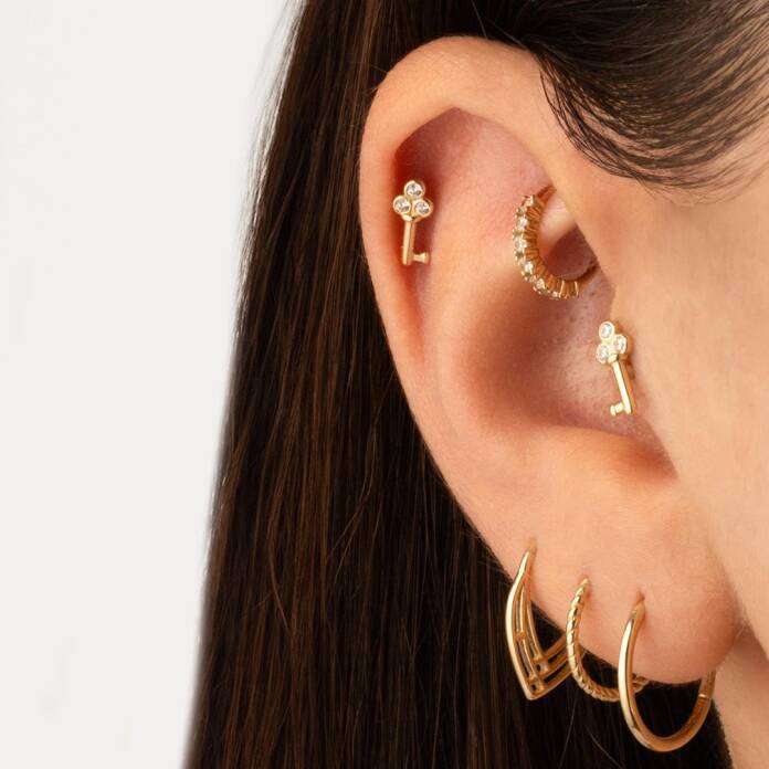 Taşlı Anahtar Minimal Tragus Piercing - 2