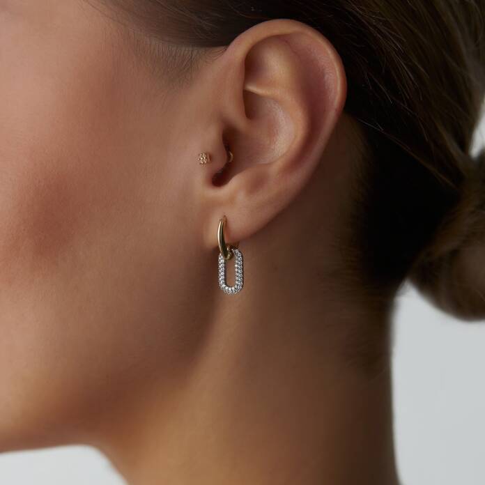 Taşlı Ataç Sallantılı Küpe - 1