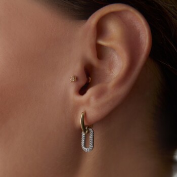 Taşlı Ataç Sallantılı Küpe - 2