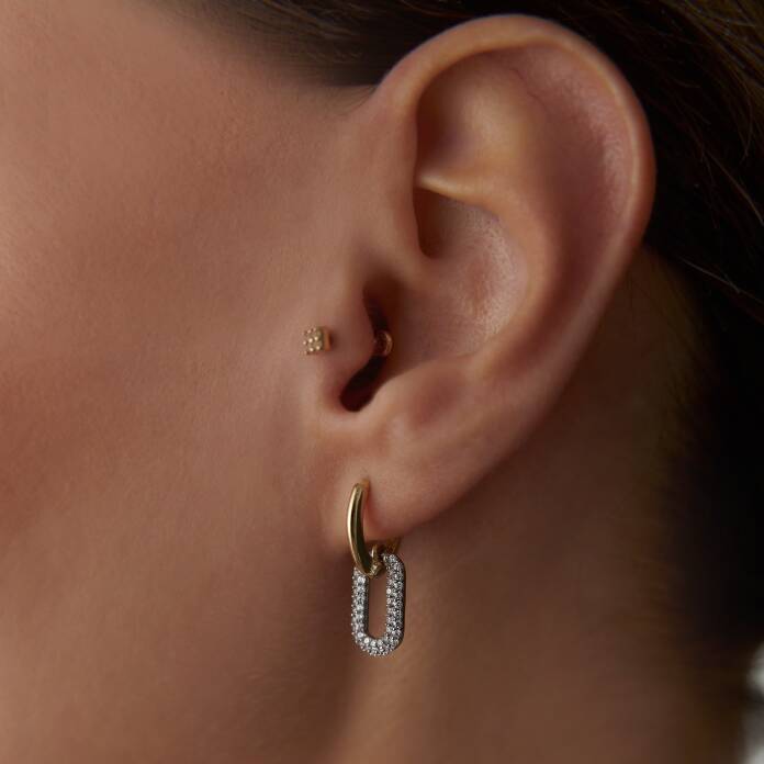 Taşlı Ataç Sallantılı Küpe - 2