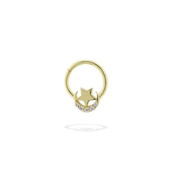 Taşlı Ay Yıldız Motifli Helix Piercing - Dianora