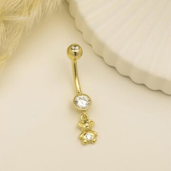 Taşlı Ayıcık Sallantılı Göbek Piercing - Dianora (1)