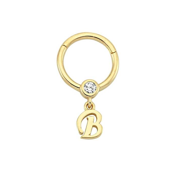 Taşlı B Harfi Sallantılı Helix Piercing - 1