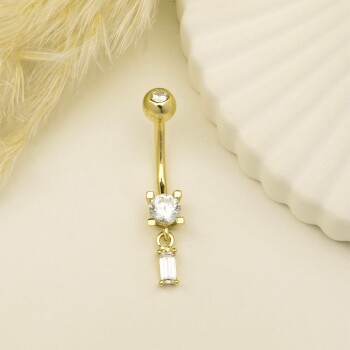 Taşlı Baget Taş Sallantılı Göbek Piercing - Dianora (1)