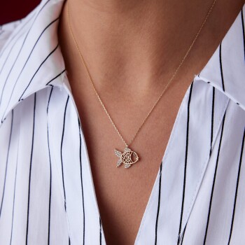 Taşlı Balık Kolye - Rayna