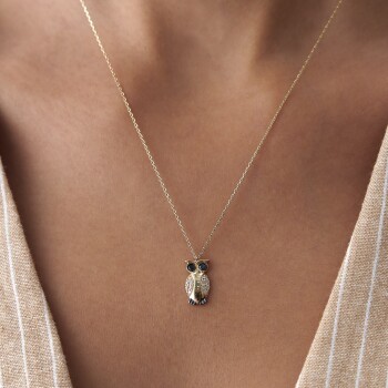 Taşlı Baykuş Kolye - Rayna (1)