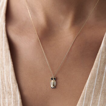 Taşlı Baykuş Kolye - Rayna