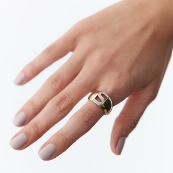 Taşlı Bombe Harf Yüzük - CNR (1)