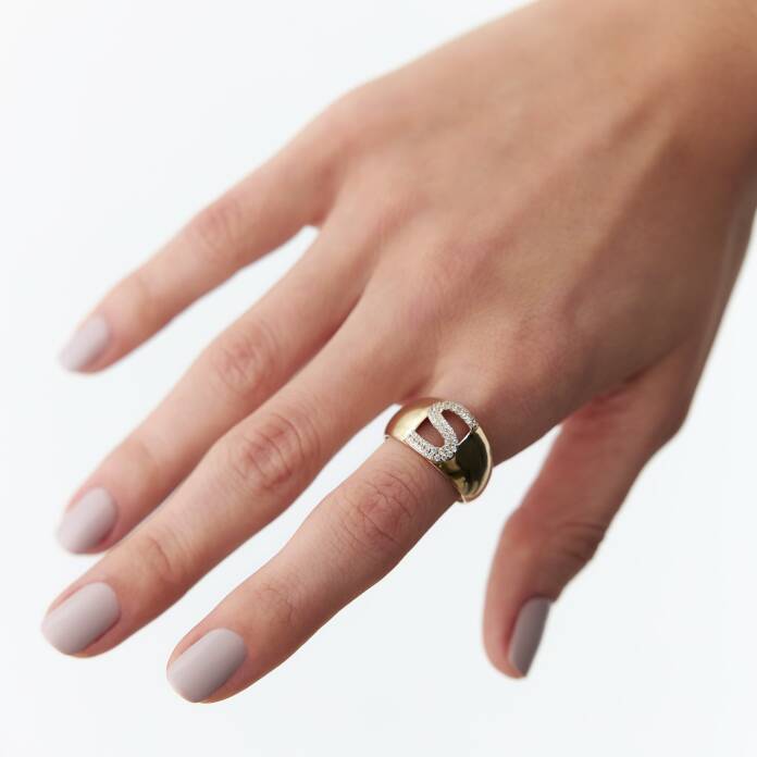 Taşlı Bombe Harf Yüzük - 2