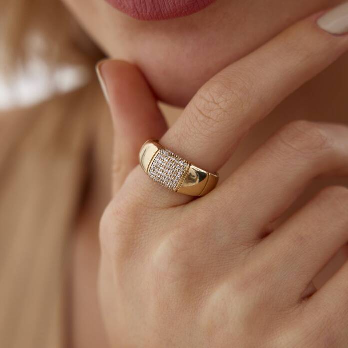 Taşlı Bombeli Bold Yüzük - 1