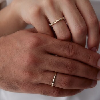 Taşlı Buğday Çift Alyans - Tülay Alyans