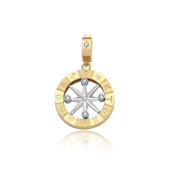 Taşlı Burç Pusula Kolye Ucu - 1