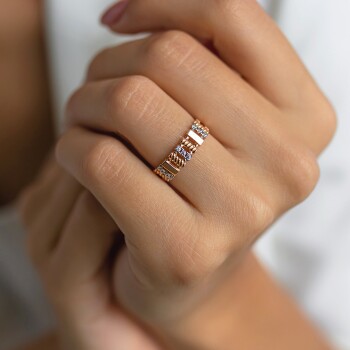 Taşlı Burgu Detay Yüzük - Alen