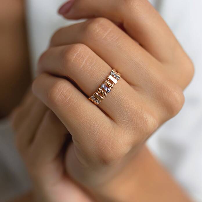 Taşlı Burgu Detay Yüzük - 1