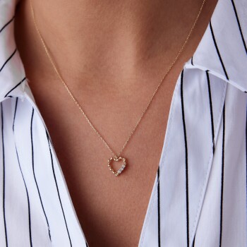 Taşlı Burgu Kalp Kolye - Rayna