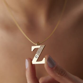 Taşlı Büyük Harf Kolye - Mazi (1)