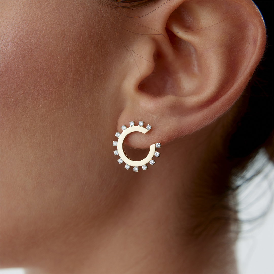 Taşlı C Çark Küpe - 1