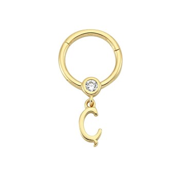 Taşlı Ç Harfi Sallantılı Helix Piercing - Dianora