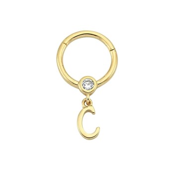 Taşlı C Harfi Sallantılı Helix Piercing - Dianora