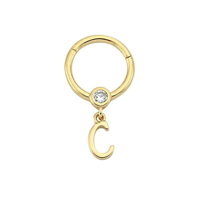 Taşlı C Harfi Sallantılı Helix Piercing - 1