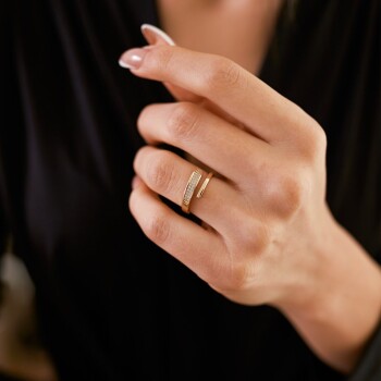 Taşlı Çapraz Yüzük - Alen